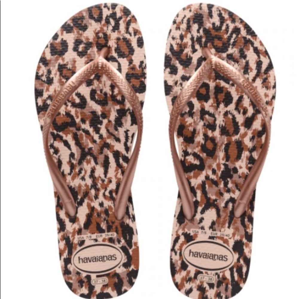 Havaianas Flip Flops. Slim Animal, Rosa Ballet, Size 7/8, NWT.